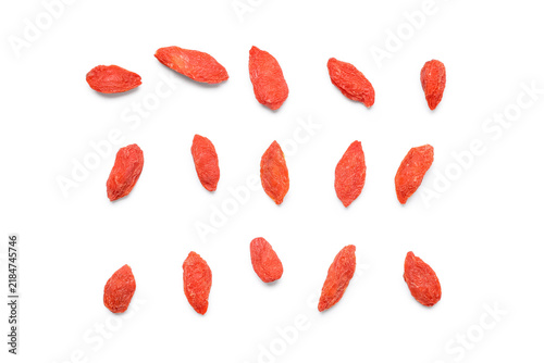 Obraz na plátně Red dried goji berries on white background