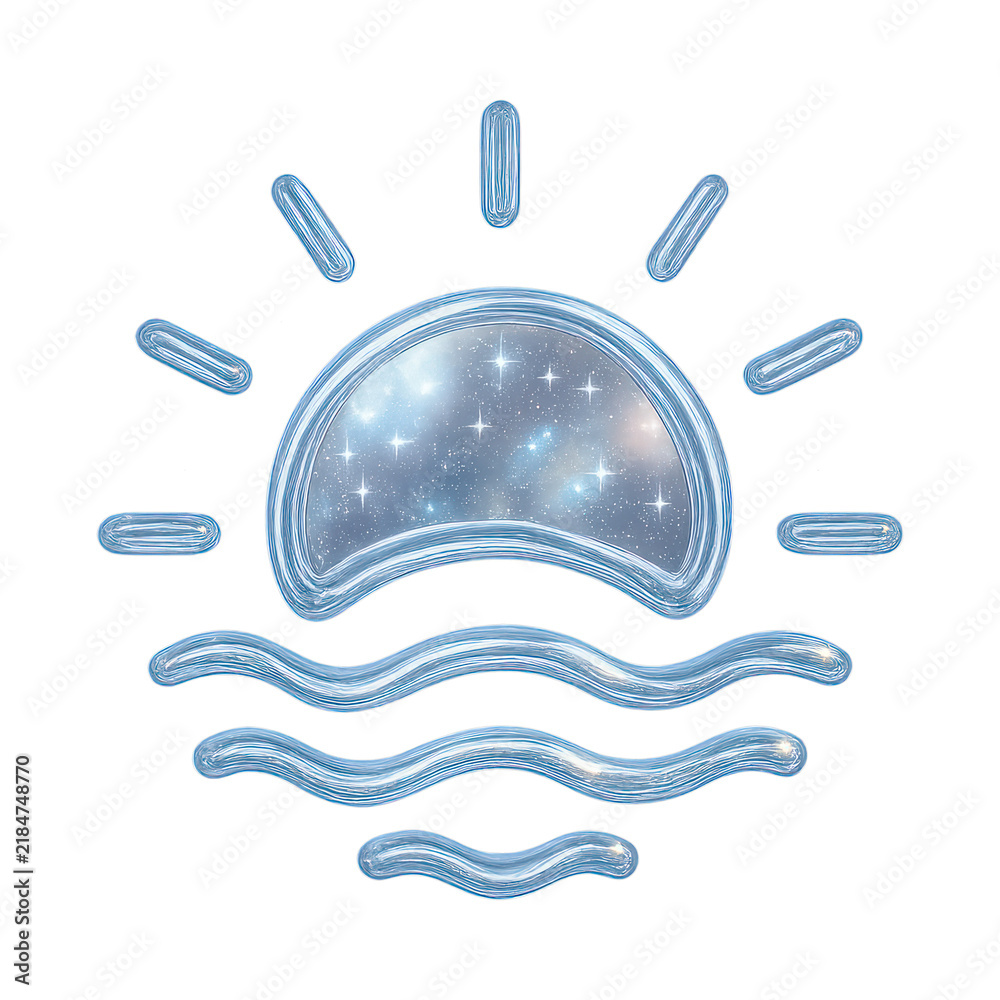 Fototapeta premium PNG Celestial sun over waves