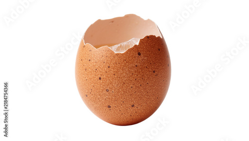 Canvastavla Cracked brown eggshell with visible inner membrane, isolated on transparent back