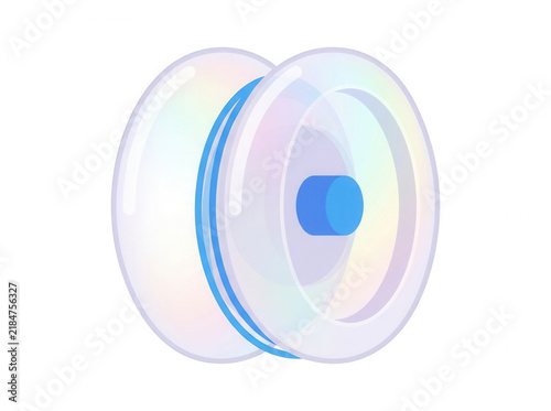 Illustrazione di uno yo-yo trasparente con riflessi iridescenti