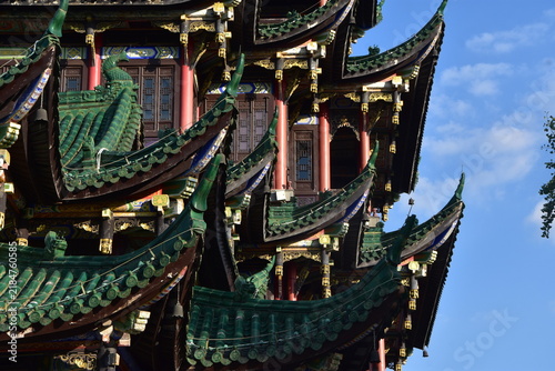 Canvas Print chinese temple at sunset