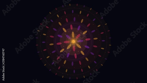 Rotating colorful mandala animation on dark background