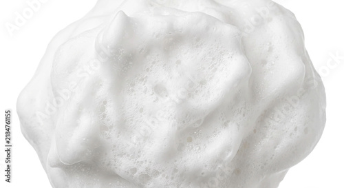 Cuadro en lienzo Close-up macro view of fluffy white soap foam with many small bubbles