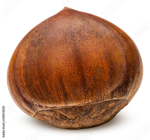 Fotografie Freshly roasted chestnuts with cracked shells, isolated on a white background, with clipping path, Perfect visual for healthy snack marketing, gourmet food recipes