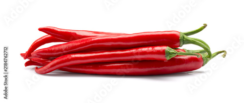 Принти на полотні Fresh Red Chilli Peppers Isolated on White Background