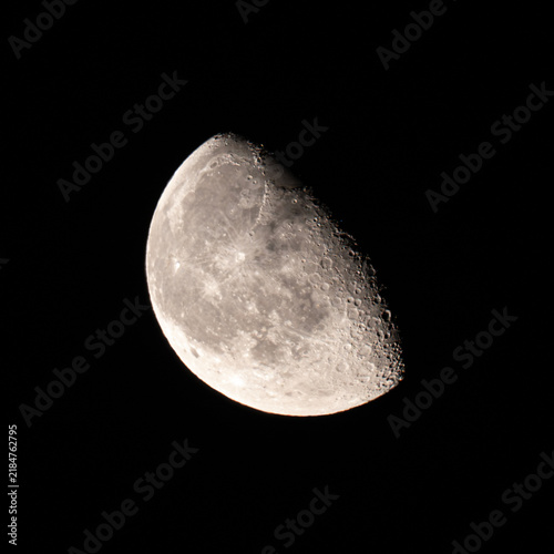 Quadro su tela Waning gibbous moon and craters at night
