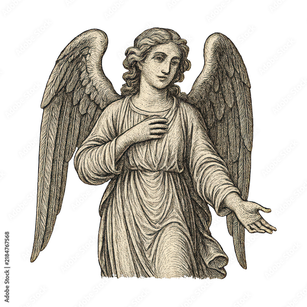 Fototapeta premium PNG Vintage angel illustration art