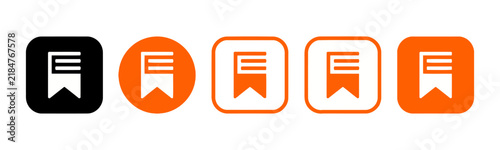 Set of modern bookmark icons in various styles and colors with bookmark favorite collection interface