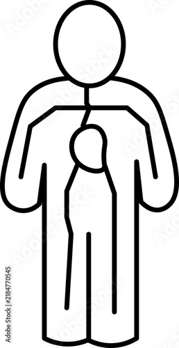 Medical circulatory system icon showing a pregnant woman with a fetus in a line art style.