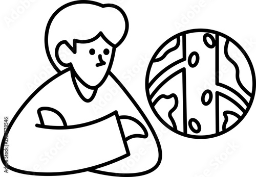 Doctor examining medical circulatory system icon in a simple line art style illustration