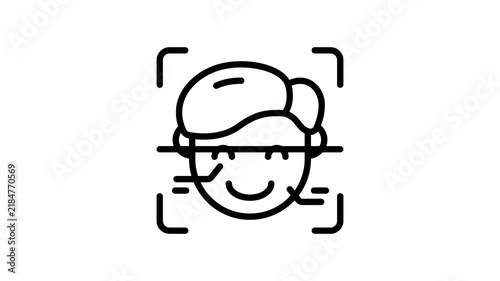 Face ID Recognition Animated Icon Loop with Alpha Channel for Internet Security Concept