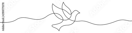 Flying dove line icon for peace and freedom concept