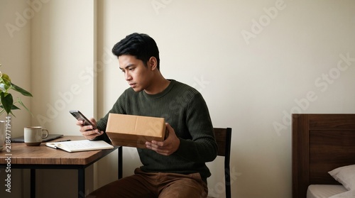 Man Checking Product Reviews Before Online Purchase