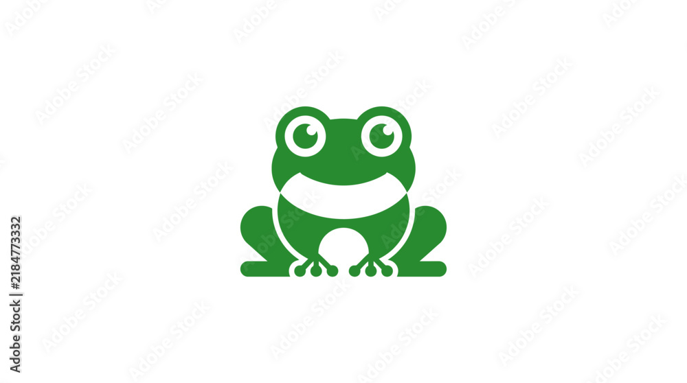 Fototapeta premium A simple green frog illustration isolated on a clean white background