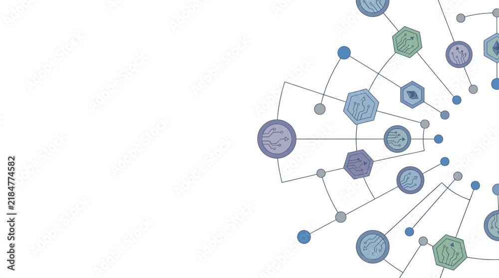 Obraz premium Abstract network of interconnected shapes representing technology and data flow