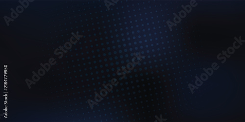 Abstract dark blue background with halftone dot pattern. Elegant modern gradient backdrop with circular dots texture for technology banner, corporate presentation, or digital wallpaper.