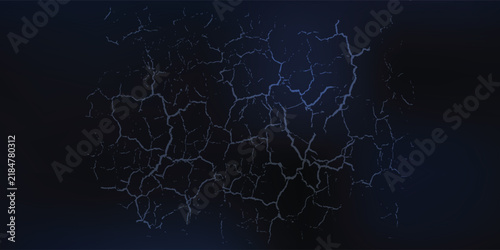 Abstract dark blue background with cracked texture pattern. Distressed fractured surface or lightning network effect on dark backdrop for tech banner, mystery poster, or digital wallpaper.