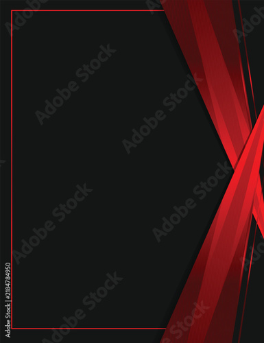 Abstract red dynamic waves and black rectangular frame background