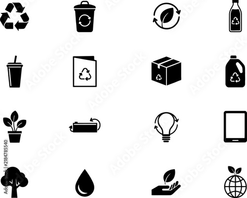 Recycling and environmental conservation icons Design