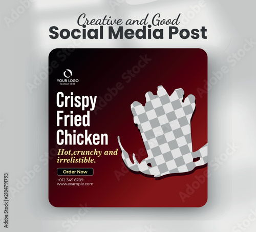 Crispy fried chicken fast food restaurant promotion banner template
