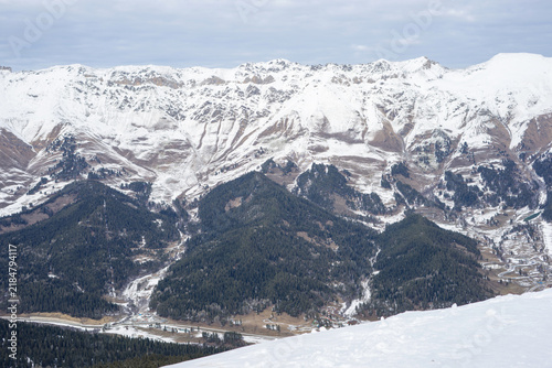 Canvastavla Winter Arkhyz view of the summit mountain