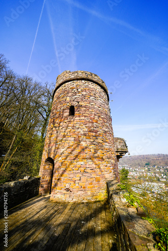 Obraz na plátne View of the Huguenot Tower near Bad Karlshafen