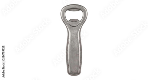 Foto Classic metal bottle opener with textured grip for easy handling