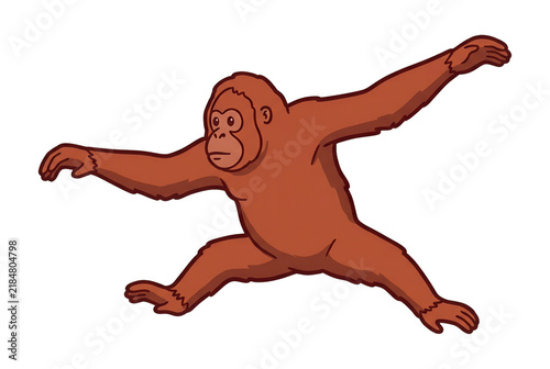 Desenho vetorial de um orangotango em movimento