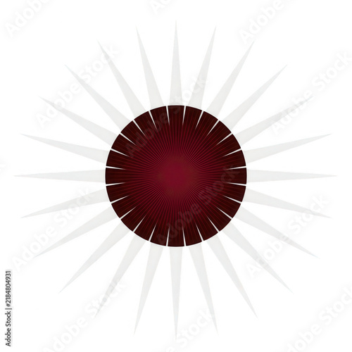 Design gráfico abstrato com círculo central e raios
