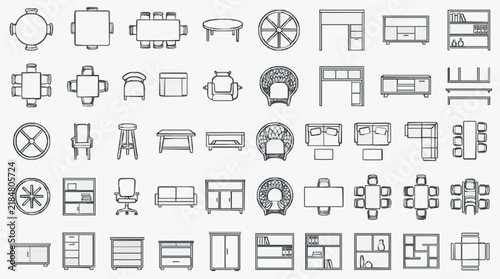 Comprehensive Collection of Furniture and Home Decor Line Icons for Design Projects