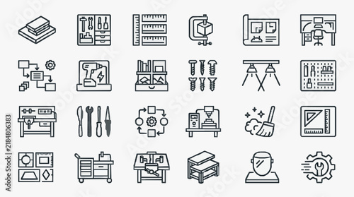 Comprehensive Set of Crafting Engineering and Workshop Icons for Design Projects