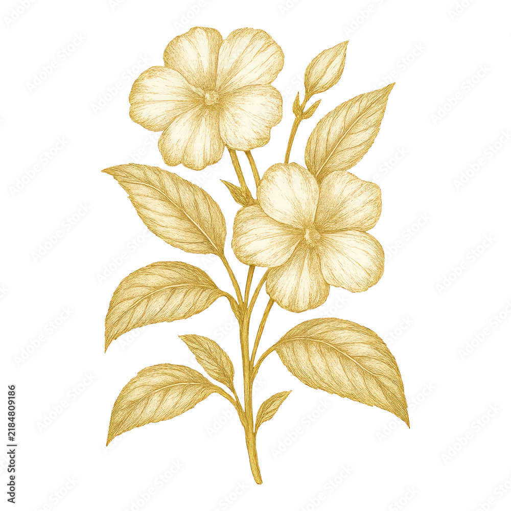 Obraz premium PNG Elegant golden floral illustration