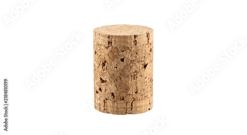 Cuadro en lienzo Natural cork stopper isolated on a white background, showcasing its textured sur