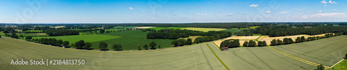 Konstfotografi Aerial rural countryside landscape with farmland field