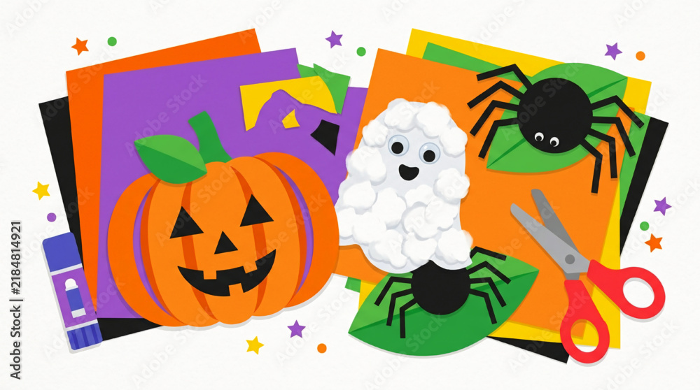 Fototapeta premium DIY paper craft project for autumn holiday