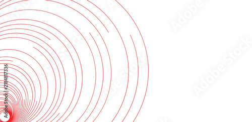 Concentric red lines create a dynamic optical illusion, suggesting motion or expansion from a central point, perfect for abstract design elements.