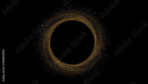 Golden Circular Ring of Dots on Black Background