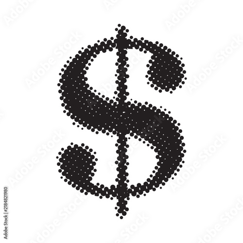 Dollar sign halftone dots. American dollar icon symbol. US money.
