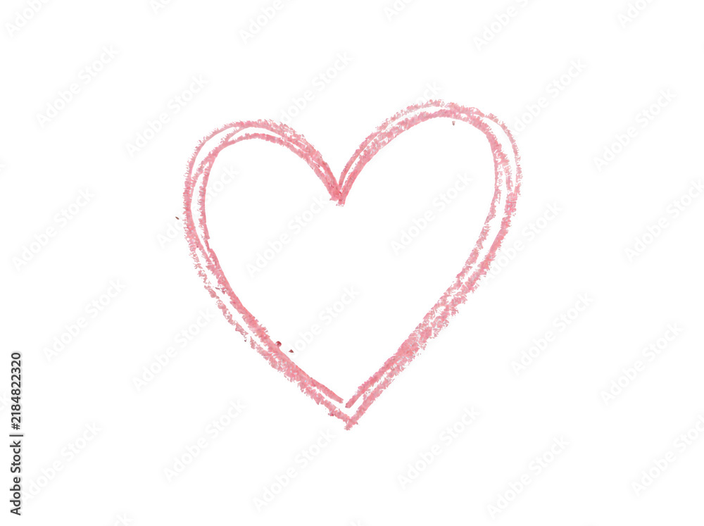 Fototapeta premium Pink hand drawn heart shape on white background