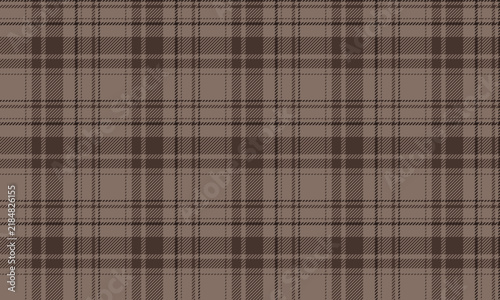 Seamless plaid fabric in light and dark brown shades, in a warm vintage style, suitable for textiles and designs for shirts, dresses, skirts, and trousers.