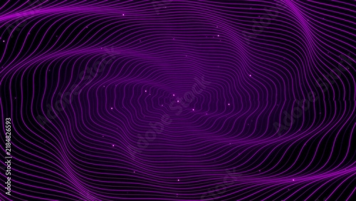 Abstract Purple Spiral Wave Background with Intricate Curved Lines, Dynamic Vortex Pattern, Glowing Magenta Energy and Futuristic Digital Motion Design