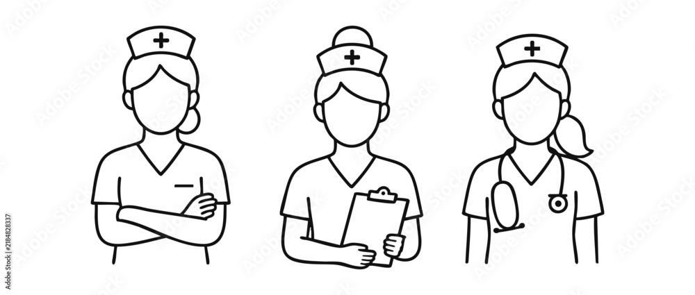Fototapeta premium Nurse set. Set of human icons on a white background