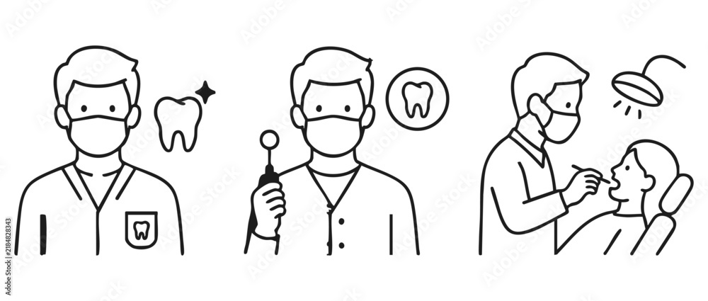 Fototapeta premium Dentist set. Set of human icons on a white background