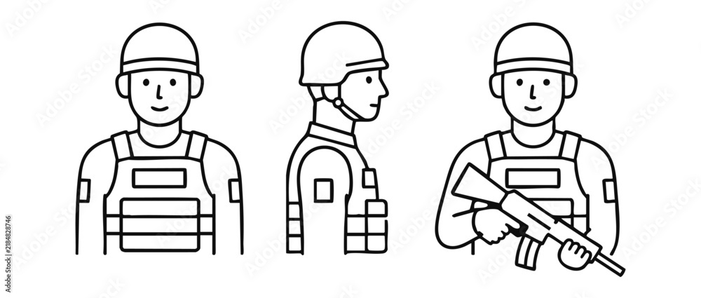 Obraz premium Soldier set. Set of human icons on a white background