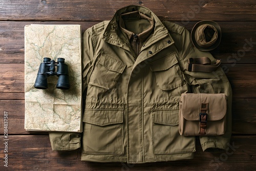 khaki winter travel essentials flat lay