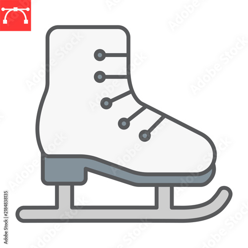 Ice Skate color line icon, new year and holiday, ice skating vector icon, xmas wood vector graphics, editable stroke filled outline sign