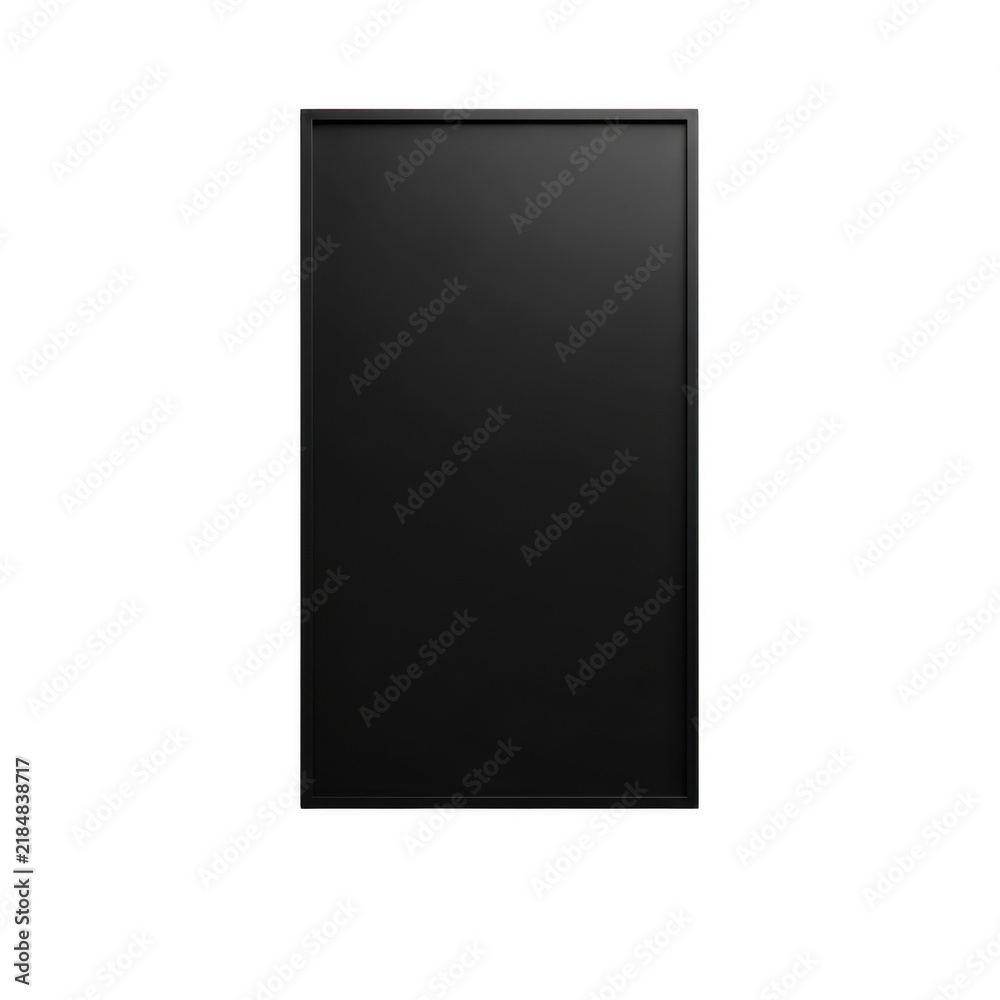 Fototapeta premium Vertical black rectangular frame with thin border isolated on white background