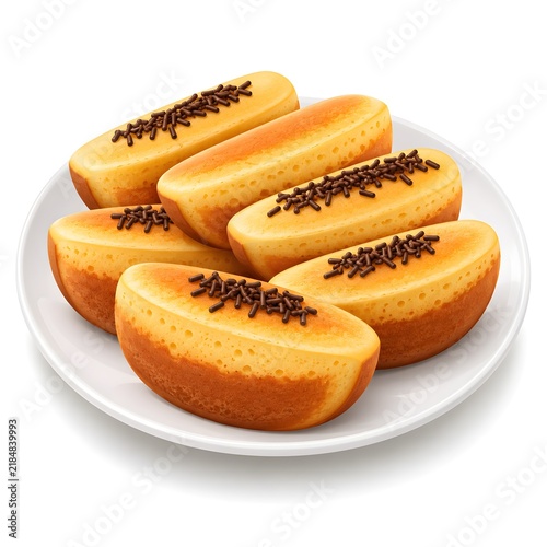 Traditional Indonesian Pukis Cake on White Plate – Modern Flat Illustration