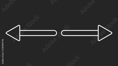 A simple animation featuring two different hollow arrows moving in opposite directions on a dark background. The animation represents the concept of decision, duality, or difference.