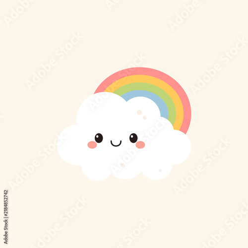 Cute kawaii cloud and rainbow sticker